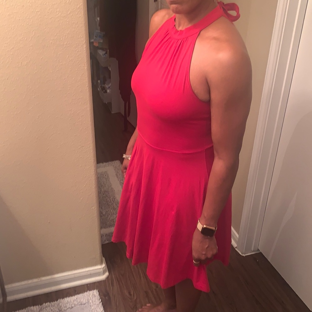 Red midi dress